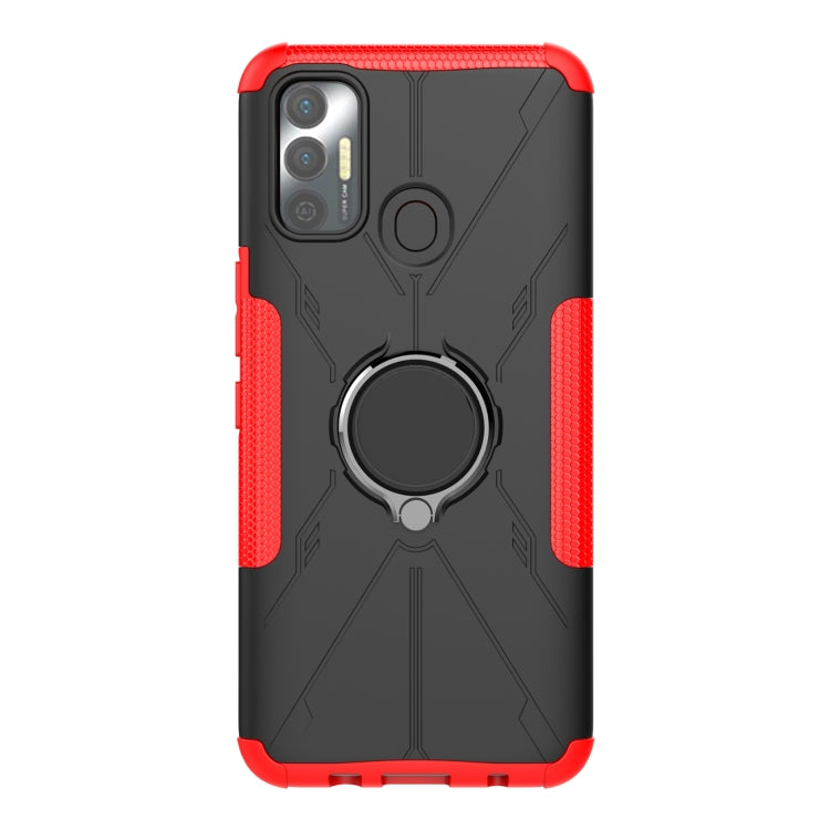 For Tecno Spark 7 Armor Bear Shockproof PC + TPU Protective Case with Ring Holder