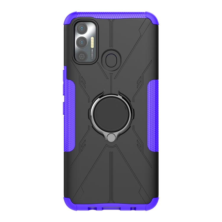 For Tecno Spark 7 Armor Bear Shockproof PC + TPU Protective Case with Ring Holder