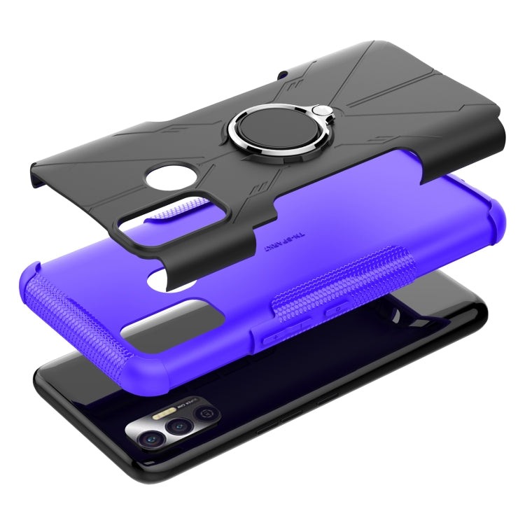 For Tecno Spark 7 Armor Bear Shockproof PC + TPU Protective Case with Ring Holder
