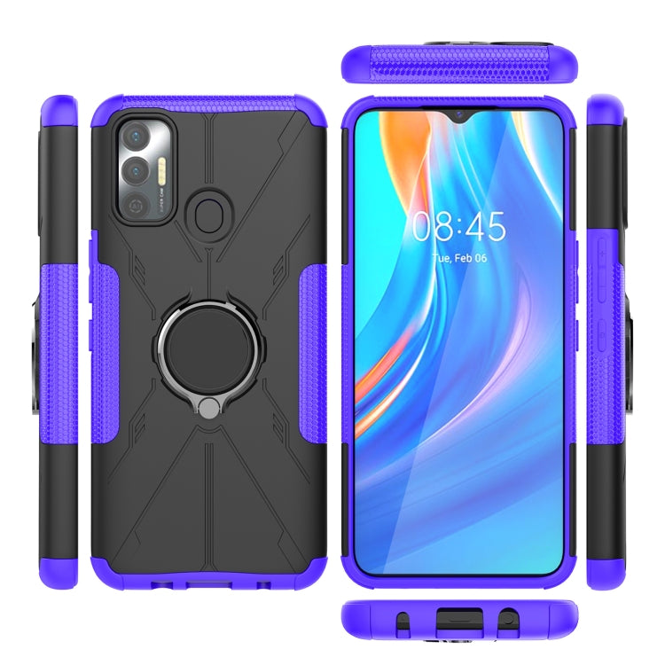 For Tecno Spark 7 Armor Bear Shockproof PC + TPU Protective Case with Ring Holder