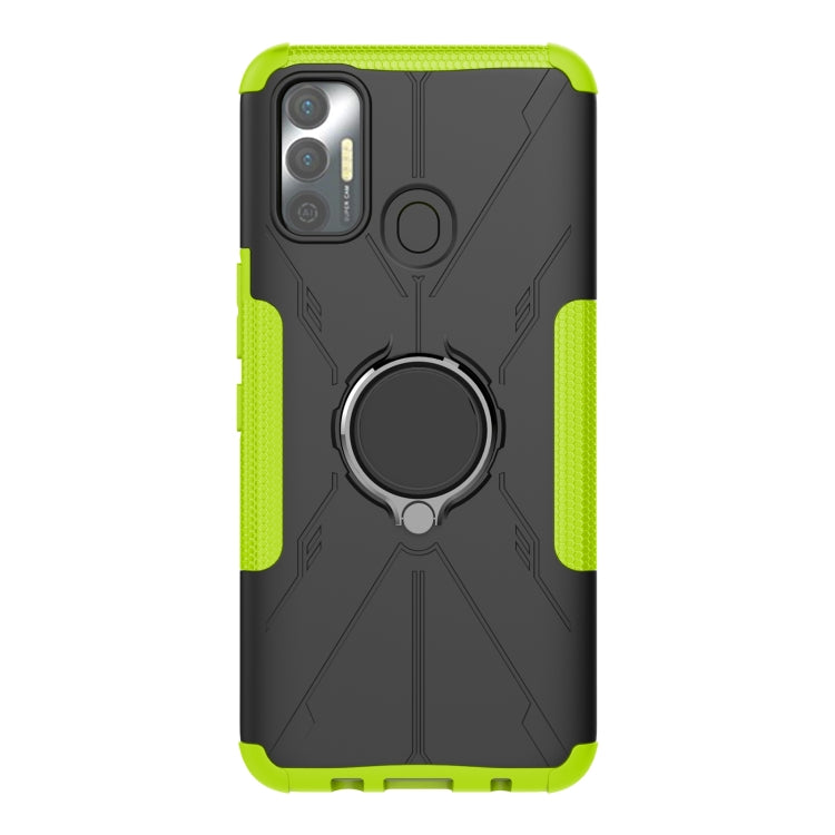 For Tecno Spark 7 Armor Bear Shockproof PC + TPU Protective Case with Ring Holder