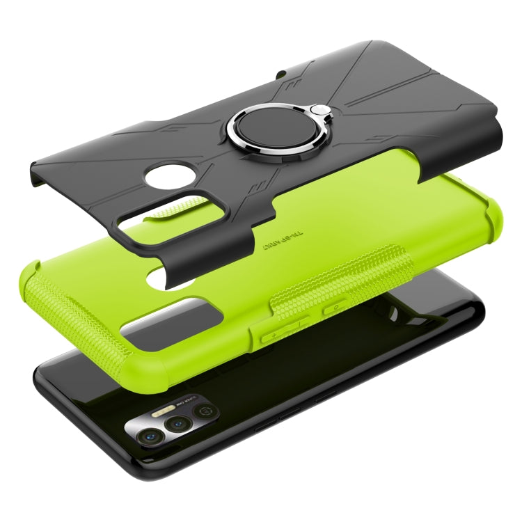For Tecno Spark 7 Armor Bear Shockproof PC + TPU Protective Case with Ring Holder