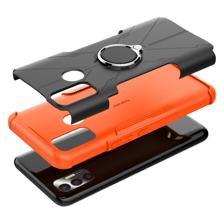 For Tecno Spark 7 Armor Bear Shockproof PC + TPU Protective Case with Ring Holder