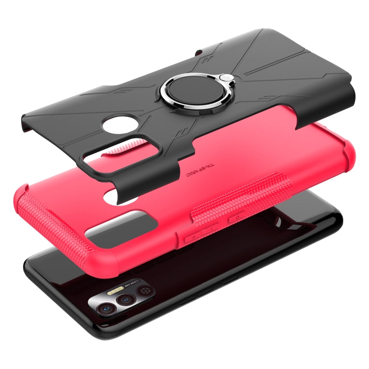 For Tecno Spark 7 Armor Bear Shockproof PC + TPU Protective Case with Ring Holder