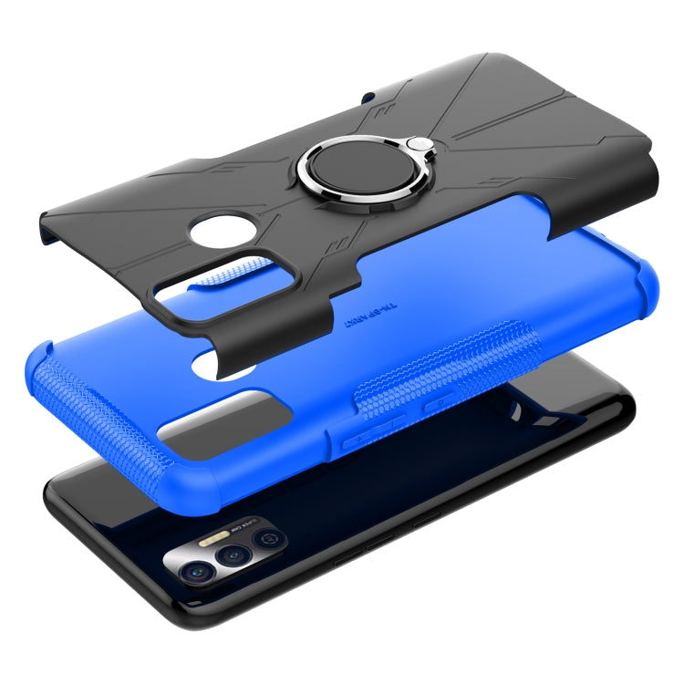 For Tecno Spark 7 Armor Bear Shockproof PC + TPU Protective Case with Ring Holder