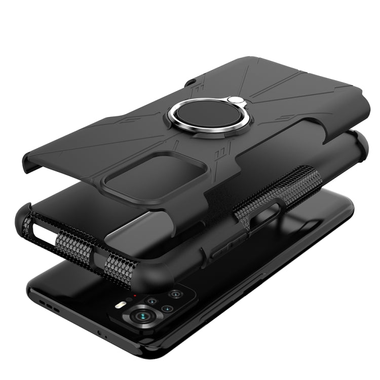 For Xiaomi Redmi Note 10 Armor Bear Shockproof PC + TPU Protective Case with Ring Holder