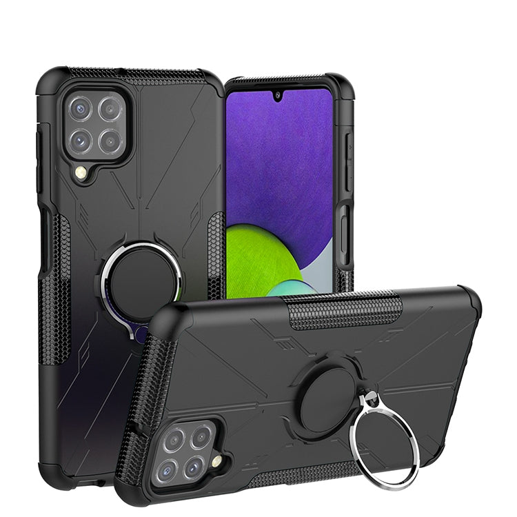 For Samsung Galaxy A22 4G Armor Bear Shockproof PC + TPU Protective Case with Ring Holder