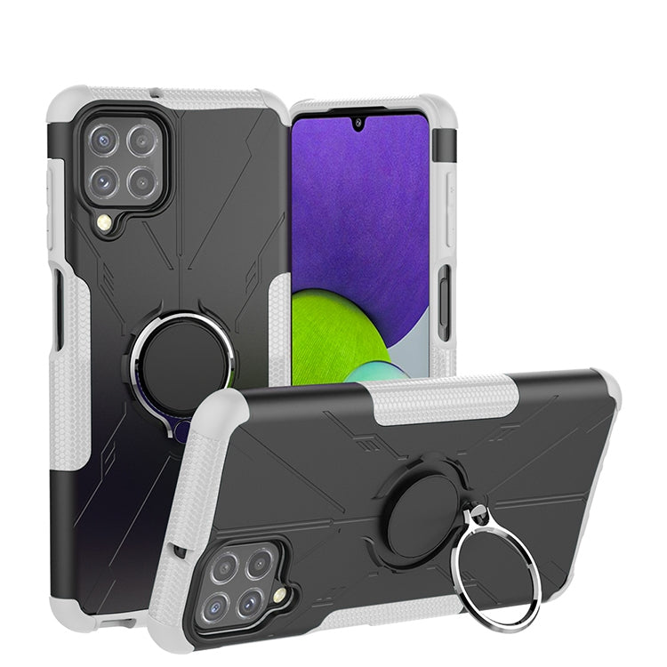 For Samsung Galaxy A22 4G Armor Bear Shockproof PC + TPU Protective Case with Ring Holder