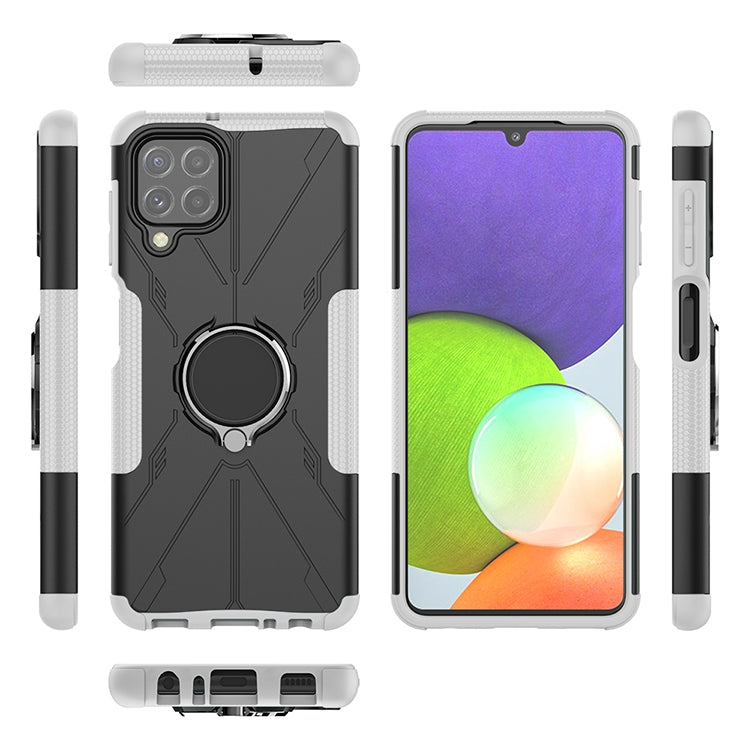 For Samsung Galaxy A22 4G Armor Bear Shockproof PC + TPU Protective Case with Ring Holder