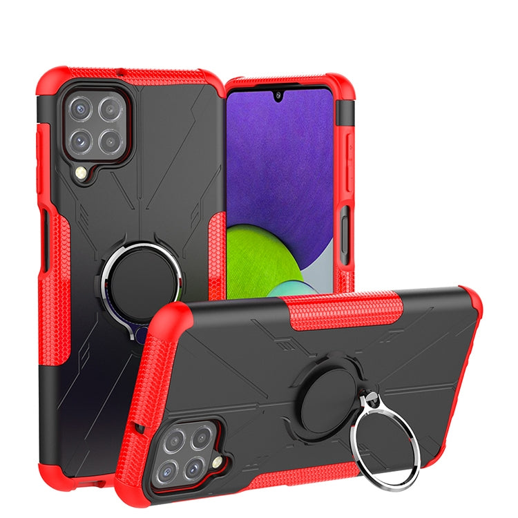 For Samsung Galaxy A22 4G Armor Bear Shockproof PC + TPU Protective Case with Ring Holder