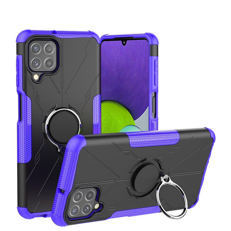 For Samsung Galaxy A22 4G Armor Bear Shockproof PC + TPU Protective Case with Ring Holder