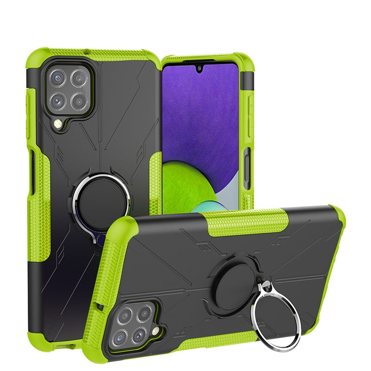 For Samsung Galaxy A22 4G Armor Bear Shockproof PC + TPU Protective Case with Ring Holder