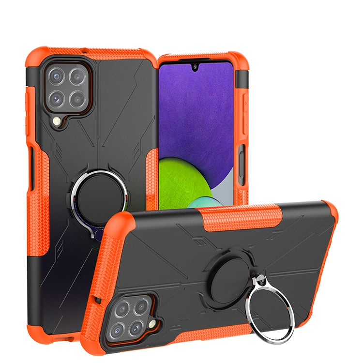 For Samsung Galaxy A22 4G Armor Bear Shockproof PC + TPU Protective Case with Ring Holder