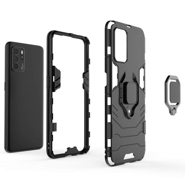 For OPPO Reno6 Z Shockproof PC + TPU Protective Case with Magnetic Ring Holder