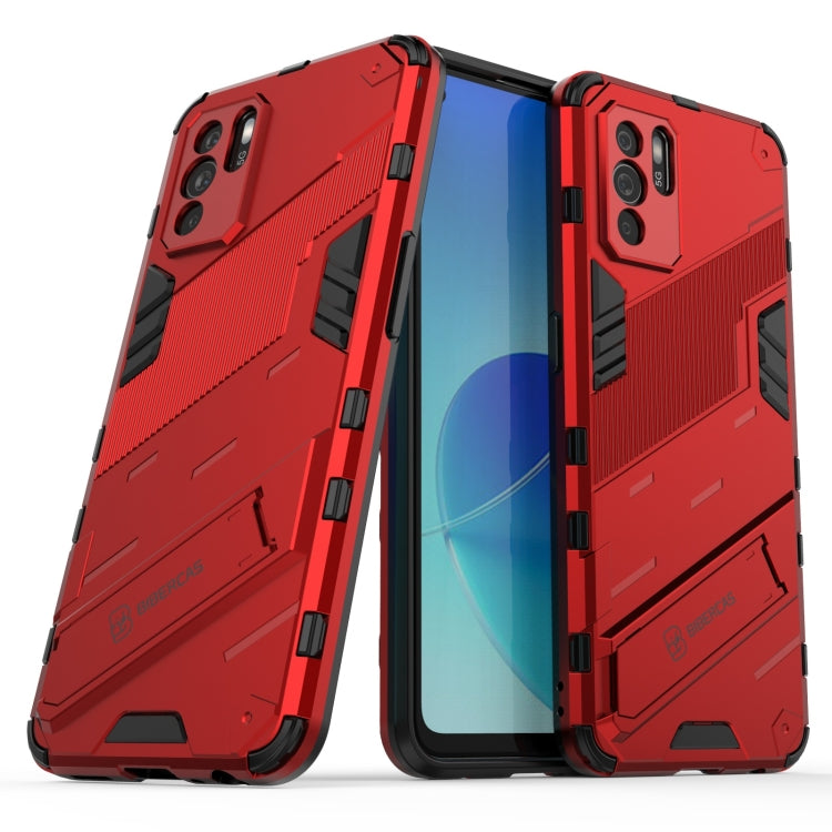 For OPPO Reno6 Z Punk Armor 2 in 1 PC + TPU Shockproof Case with Invisible Holder