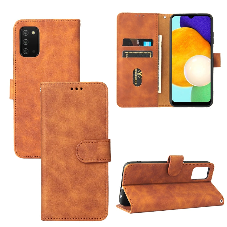 For Samsung Galaxy A03s Solid Color Skin Feel Magnetic Buckle Horizontal Flip Calf Texture PU Leather Case with Holder & Card Slots & Wallet