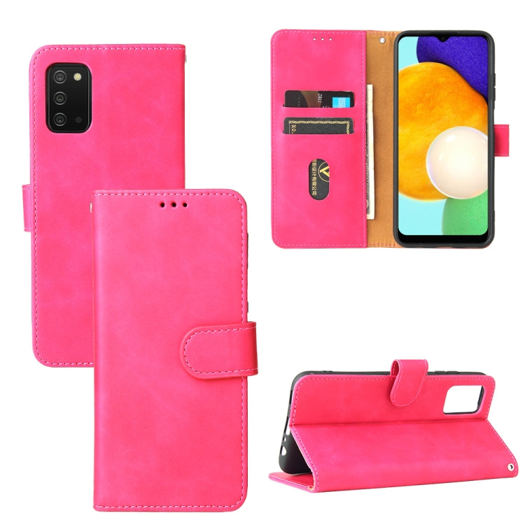 For Samsung Galaxy A03s Solid Color Skin Feel Magnetic Buckle Horizontal Flip Calf Texture PU Leather Case with Holder & Card Slots & Wallet