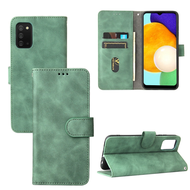 For Samsung Galaxy A03s Solid Color Skin Feel Magnetic Buckle Horizontal Flip Calf Texture PU Leather Case with Holder & Card Slots & Wallet