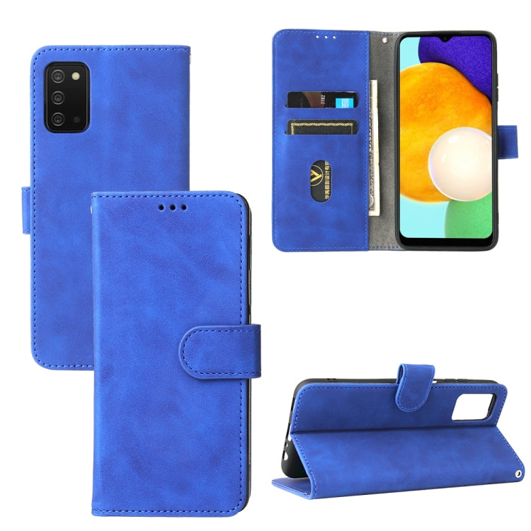 For Samsung Galaxy A03s Solid Color Skin Feel Magnetic Buckle Horizontal Flip Calf Texture PU Leather Case with Holder & Card Slots & Wallet