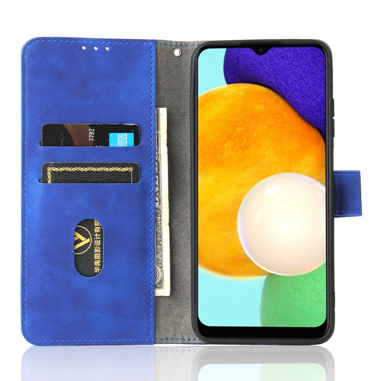 For Samsung Galaxy A03s Solid Color Skin Feel Magnetic Buckle Horizontal Flip Calf Texture PU Leather Case with Holder & Card Slots & Wallet