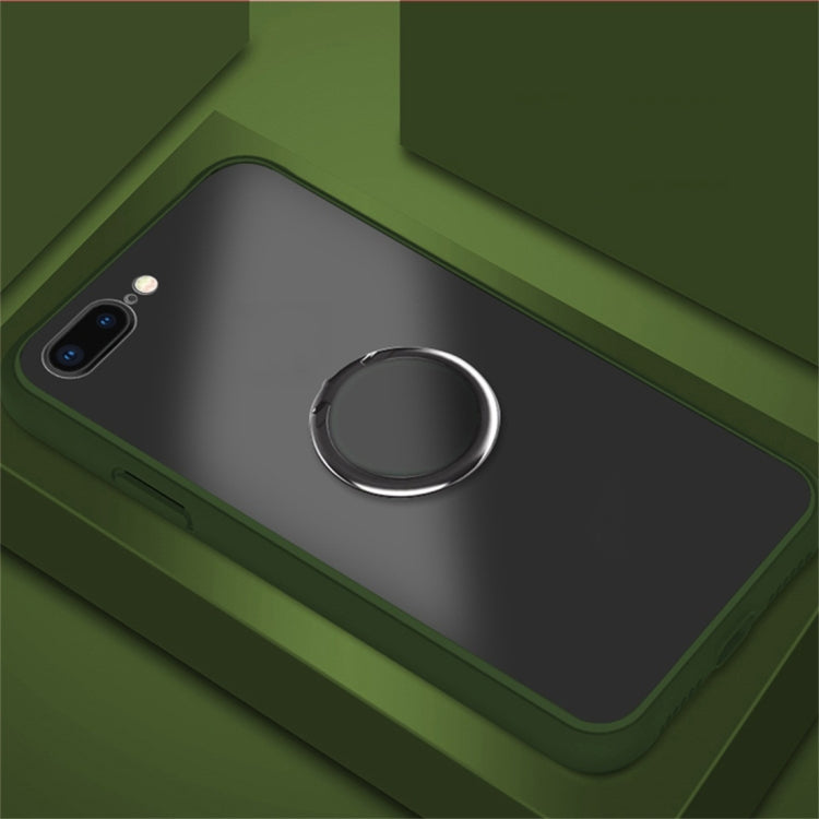 For iPhone 7 / 8 SULADA Magnetic Frosted Silicone Frame Protective Case with Ring Holder