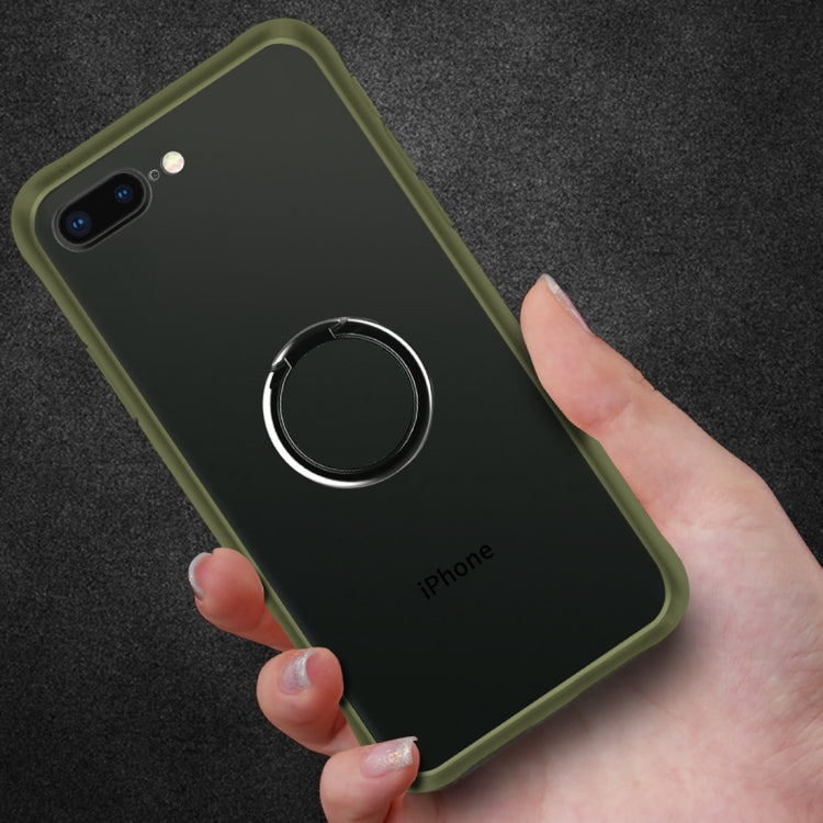 For iPhone 7 / 8 SULADA Magnetic Frosted Silicone Frame Protective Case with Ring Holder