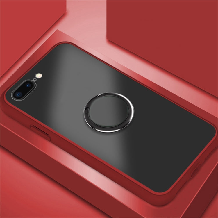 For iPhone 7 Plus / 8 Plus SULADA Magnetic Frosted Silicone Frame Protective Case with Ring Holder