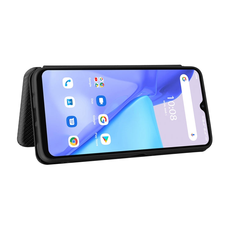For UMIDIGI Power 5 Carbon Fiber Texture Horizontal Flip TPU + PC + PU Leather Case with Card Slot