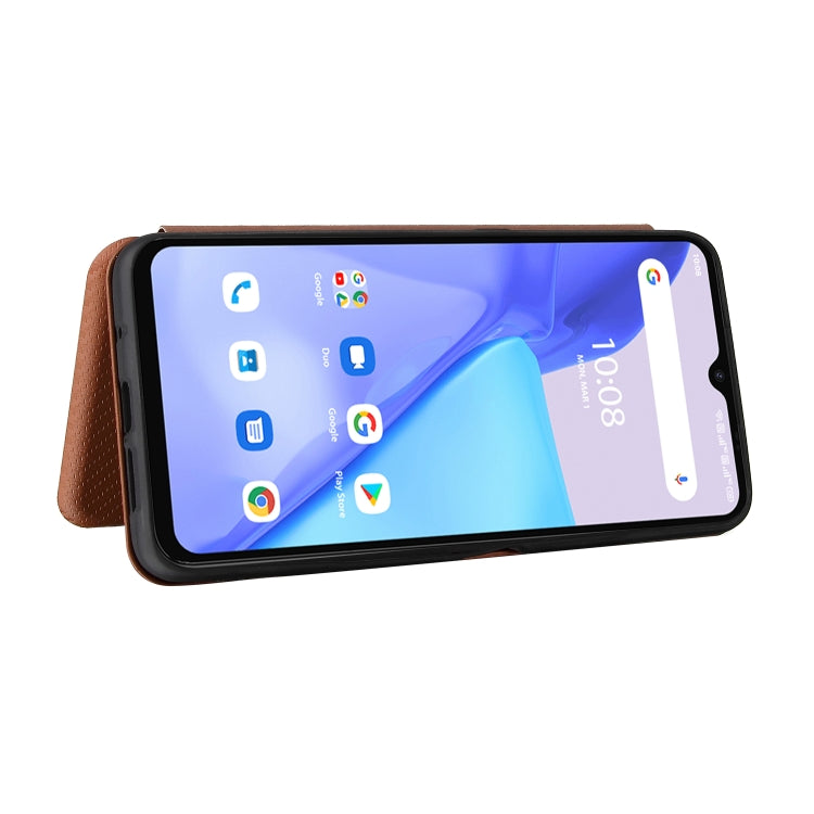 For UMIDIGI Power 5 Carbon Fiber Texture Horizontal Flip TPU + PC + PU Leather Case with Card Slot