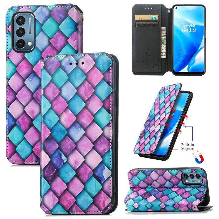 For OnePlus Nord N200 5G Colorful Magnetic Horizontal Flip PU Leather Case with Holder & Card Slot & Wallet