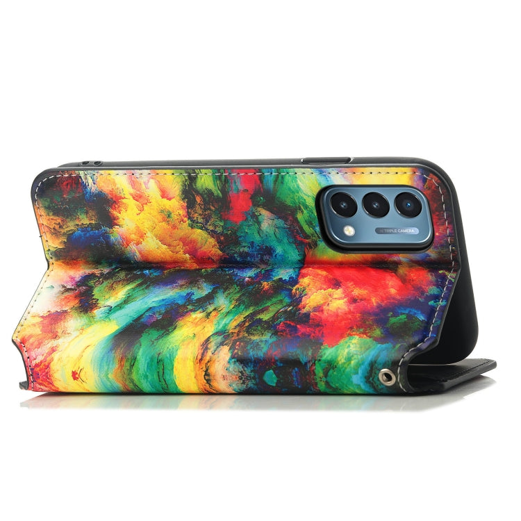 For OnePlus Nord N200 5G Colorful Magnetic Horizontal Flip PU Leather Case with Holder & Card Slot & Wallet