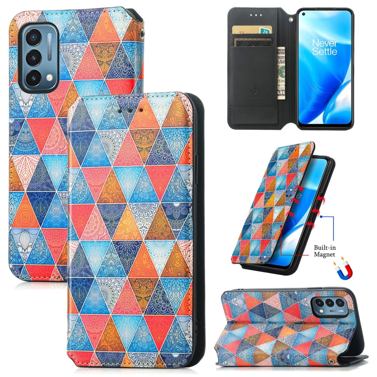 For OnePlus Nord N200 5G Colorful Magnetic Horizontal Flip PU Leather Case with Holder & Card Slot & Wallet