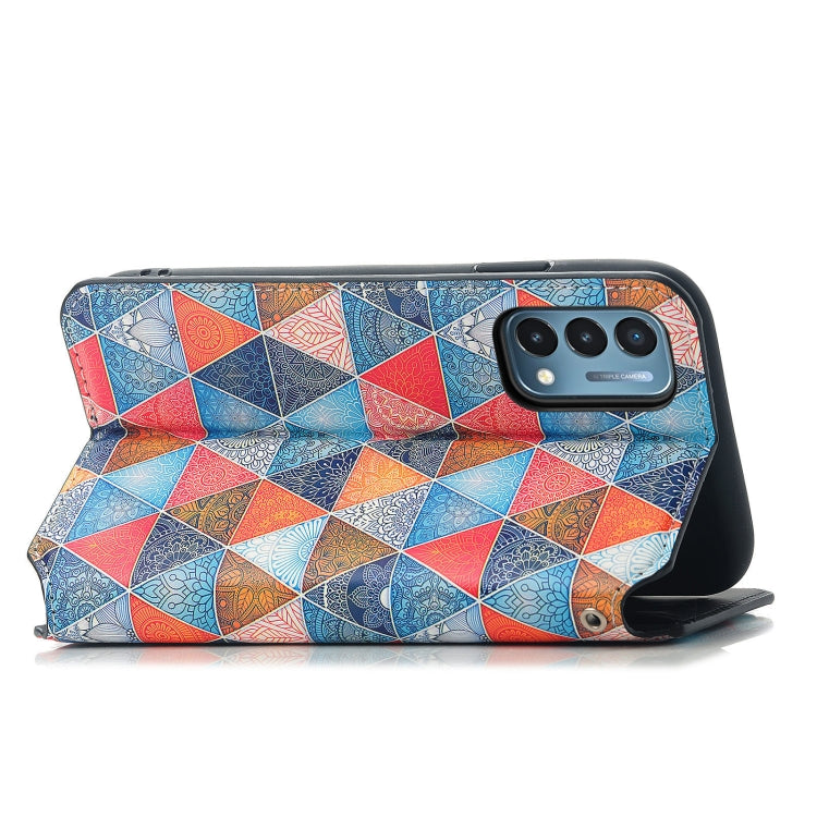 For OnePlus Nord N200 5G Colorful Magnetic Horizontal Flip PU Leather Case with Holder & Card Slot & Wallet