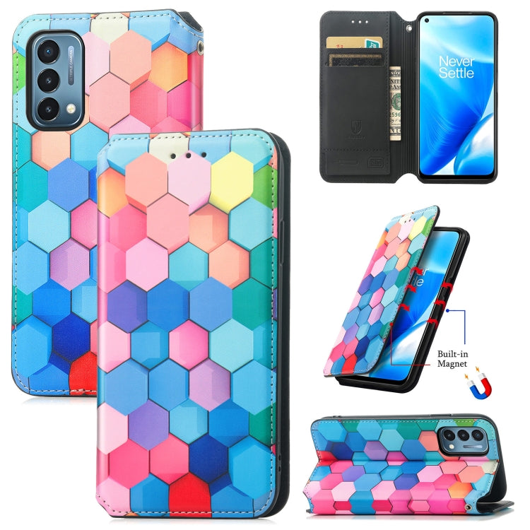 For OnePlus Nord N200 5G Colorful Magnetic Horizontal Flip PU Leather Case with Holder & Card Slot & Wallet