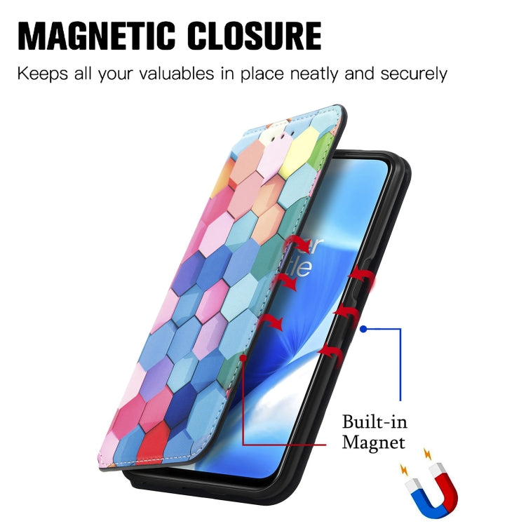 For OnePlus Nord N200 5G Colorful Magnetic Horizontal Flip PU Leather Case with Holder & Card Slot & Wallet