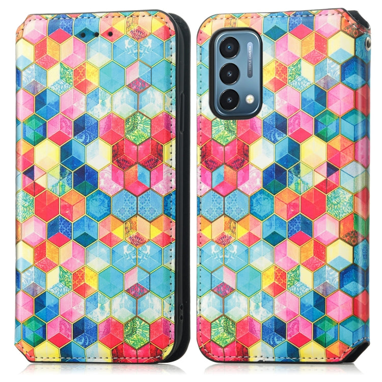 For OnePlus Nord N200 5G Colorful Magnetic Horizontal Flip PU Leather Case with Holder & Card Slot & Wallet
