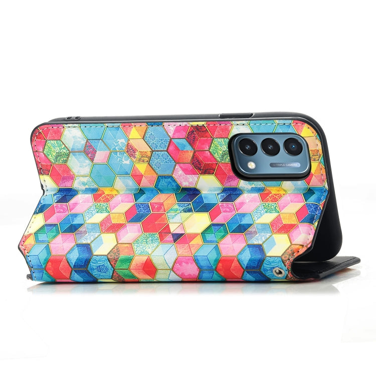 For OnePlus Nord N200 5G Colorful Magnetic Horizontal Flip PU Leather Case with Holder & Card Slot & Wallet