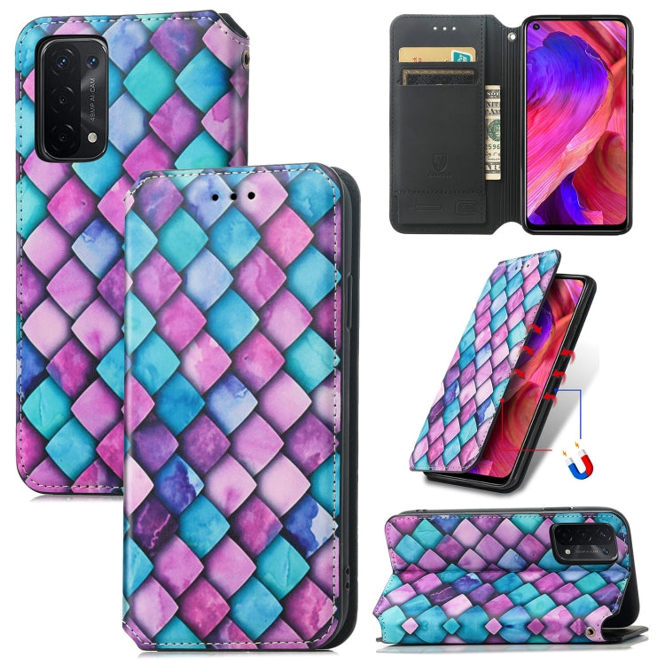 For OPPO A54 5G Colorful Magnetic Horizontal Flip PU Leather Case with Holder & Card Slot & Wallet