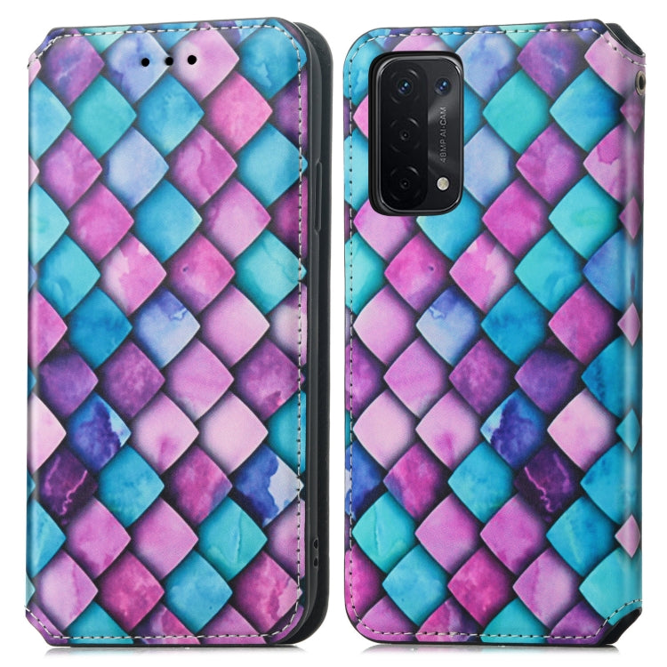 For OPPO A54 5G Colorful Magnetic Horizontal Flip PU Leather Case with Holder & Card Slot & Wallet