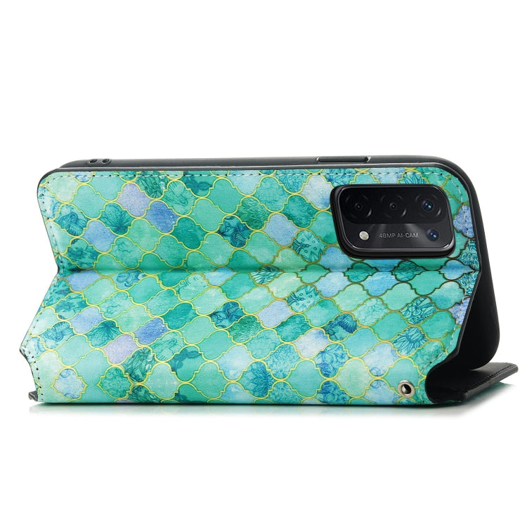 For OPPO A54 5G Colorful Magnetic Horizontal Flip PU Leather Case with Holder & Card Slot & Wallet