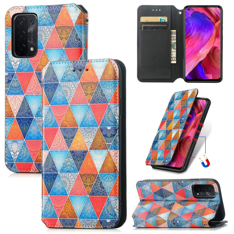 For OPPO A54 5G Colorful Magnetic Horizontal Flip PU Leather Case with Holder & Card Slot & Wallet