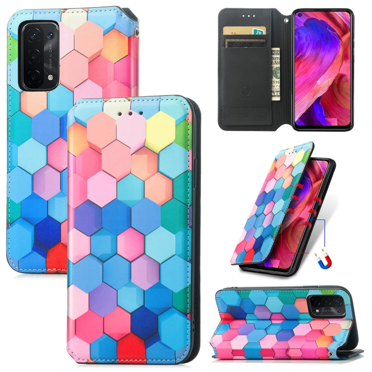 For OPPO A54 5G Colorful Magnetic Horizontal Flip PU Leather Case with Holder & Card Slot & Wallet