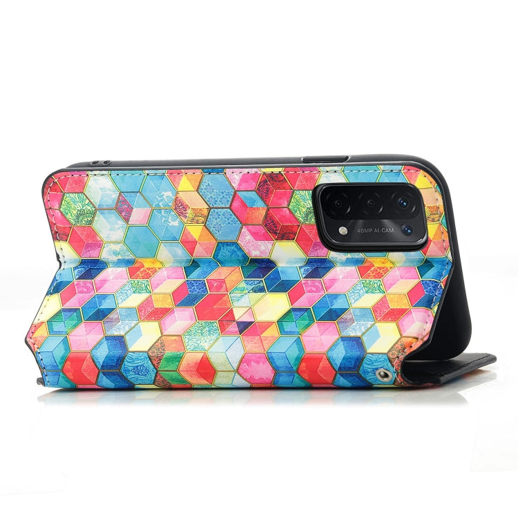 For OPPO A54 5G Colorful Magnetic Horizontal Flip PU Leather Case with Holder & Card Slot & Wallet