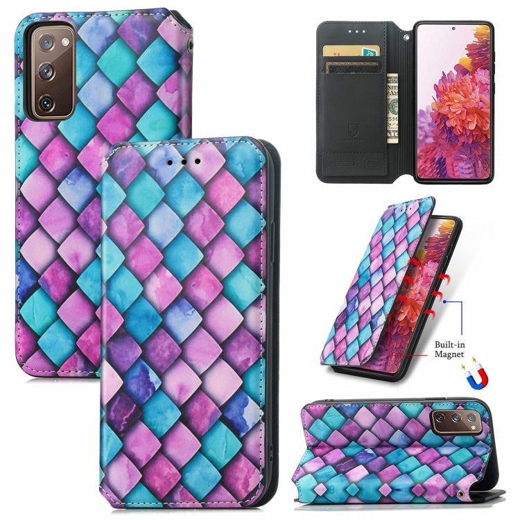 For Samsung Galaxy S20 FE Colorful Magnetic Horizontal Flip PU Leather Case with Holder & Card Slot & Wallet