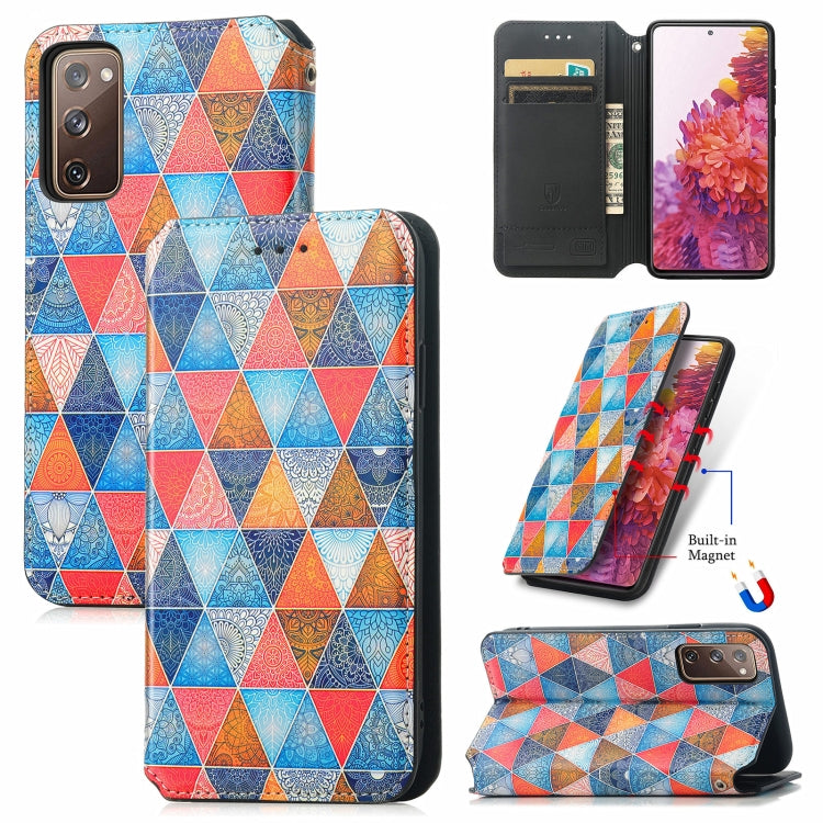 For Samsung Galaxy S20 FE Colorful Magnetic Horizontal Flip PU Leather Case with Holder & Card Slot & Wallet