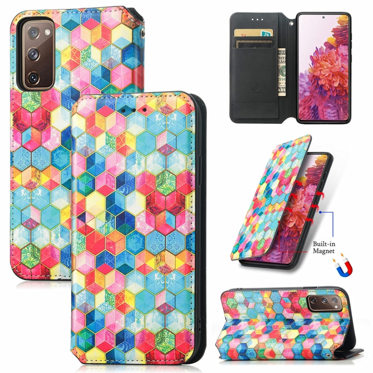 For Samsung Galaxy S20 FE Colorful Magnetic Horizontal Flip PU Leather Case with Holder & Card Slot & Wallet