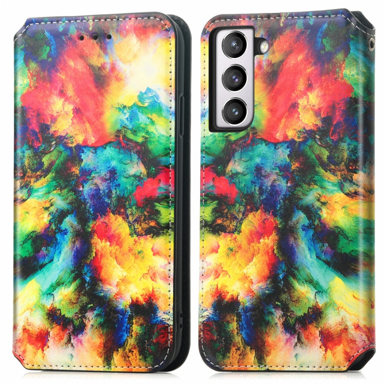 For Samsung Galaxy S21 FE Colorful Magnetic Horizontal Flip PU Leather Case with Holder & Card Slot & Wallet