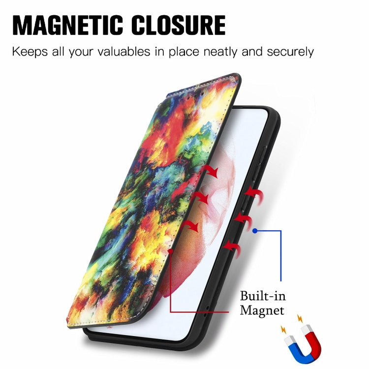 For Samsung Galaxy S21 FE Colorful Magnetic Horizontal Flip PU Leather Case with Holder & Card Slot & Wallet