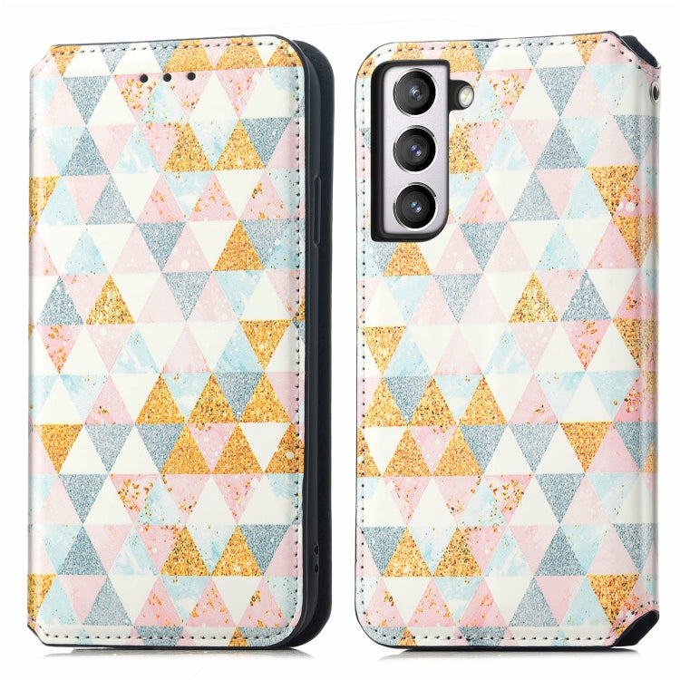 For Samsung Galaxy S21 FE Colorful Magnetic Horizontal Flip PU Leather Case with Holder & Card Slot & Wallet