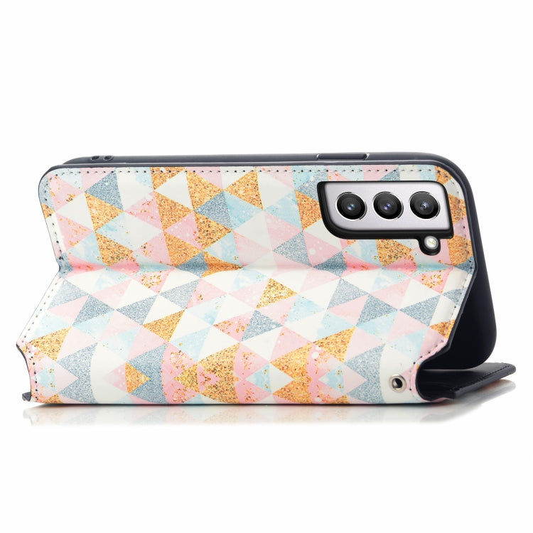For Samsung Galaxy S21 FE Colorful Magnetic Horizontal Flip PU Leather Case with Holder & Card Slot & Wallet